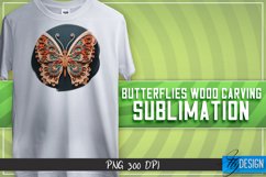 Buttefly Wood Carving Effect Sublimation Design | Butterfly Product Image 6