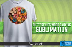 Buttefly Wood Carving Effect Sublimation Design | Butterfly Product Image 7