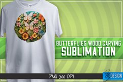 Buttefly Wood Carving Effect Sublimation Design | Butterfly Product Image 9