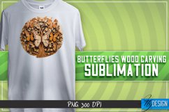 Buttefly Wood Carving Effect Sublimation Design | Butterfly Product Image 11