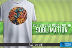 Buttefly Wood Carving Effect Sublimation Design | Butterfly Product Image 12