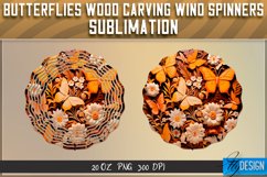 Butterfly Wood Carving Effect Wind Spinners Sublimation Product Image 1