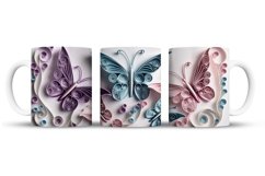 Butterfly Mug Wrap Sublimation Designs, 3d Mug, Flowers Png