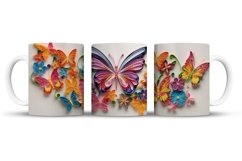 Butterfly 3D Mug Wrap Sublimation Designs, 3d Mug, Flowers Png