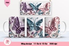 Butterfly Mug Wrap Sublimation Designs, 3d Mug, Flowers Png