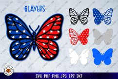 Patriotic Butterfly Paper Cut SVG, 3D USA Flag Butterfly Product Image 7