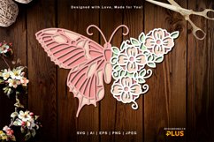 Butterfly with Blooming Flowers Layered Papercut Product Image 1