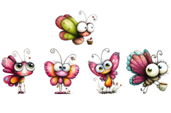Kawaii Butterfly with Big Eyes watercolor Clipart Product Image 4