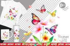 Butterfly and Flower Clipart Product Image 1