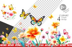 Butterfly and Flower Clipart Product Image 1