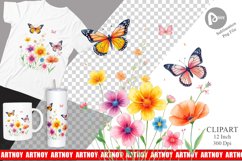 Butterfly and Flower Clipart Product Image 1
