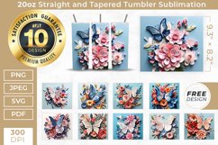 3D 20oz Butterfly and Flower Tumblers Sublimation Product Image 1