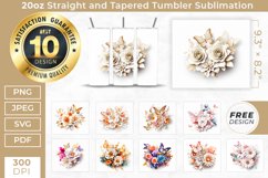 3D 20oz Butterfly and Flower Tumblers Sublimation Product Image 1
