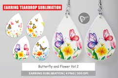 Earring Teardrop Butterfly and Flower Product Image 1