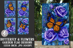 Butterfly Garden Flag, Sublimation Butterfly Flowers, s1 Product Image 1