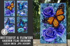 Butterfly Garden Flag, Sublimation Butterfly Flowers, s4 Product Image 1