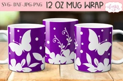 Butterfly and flowers mug wrap SVG for infusible ink Product Image 1