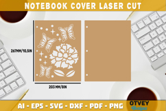 Butterfly And Flower Notebook Cover LaserCut | Wooden Notebo Product Image 2