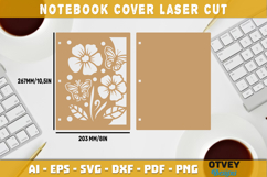 Butterfly And Flower Notebook Cover LaserCut | Wooden Notebo Product Image 2