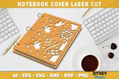 Butterfly And Flower Notebook Cover LaserCut | Wooden Notebo Product Image 1