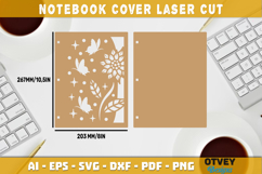 Butterfly And Flower Notebook Cover LaserCut | Wooden Notebo Product Image 2