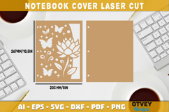 Butterfly And Flower Notebook Cover LaserCut | Wooden Notebo Product Image 2