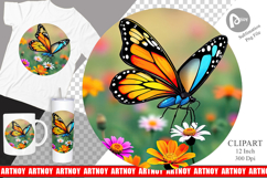 Wildflower Butterfly Clipart Product Image 1