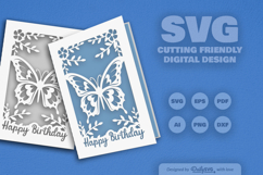 Butterfly Birthday Greeting Card SVG Product Image 2