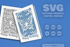 Butterfly Birthday Greeting Card SVG Product Image 2