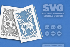 Butterfly Birthday Greeting Card SVG Product Image 1