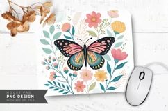 Butterfly Bliss Floral Tea Towels Mouse Pad PNG Design Product Image 1