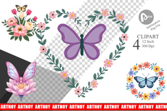 Butterfly Bloom Pastels Clipart Product Image 1