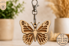 Butterfly Charm SVG Laser File, Monarch Keychain Digital Product Image 1