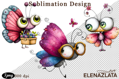 Cute Summer Flowers with Butterflies | Floral Clipart PNG Product Image 1