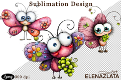 Cute Summer Flowers with Butterflies | Floral Clipart PNG Product Image 1