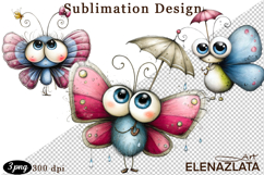 Cute Summer Flowers with Butterflies | Floral Clipart PNG Product Image 1