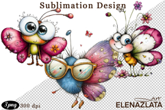 Cute Summer Flowers with Butterflies | Floral Clipart PNG Product Image 1
