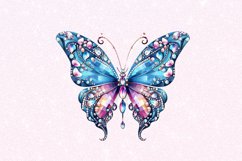 Bejeweled Butterfly Watercolor Sublimation Clipart Product Image 5
