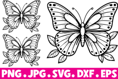Floral Butterfly SVG Silhouette Butterfly Clipart Product Image 2