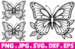 Floral Butterfly SVG Silhouette Butterfly Clipart Product Image 1
