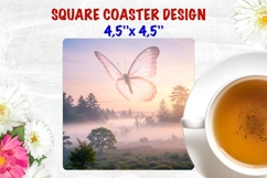 Butterfly coaster sublimation, fantasy square coaster design Product Image 1