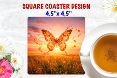 Butterfly coaster sublimation, nature square coaster design Product Image 1