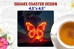 Butterfly coaster sublimation, volcano square coaster PNG Product Image 1