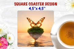 Butterfly coaster sublimation, fantasy nature square coaster Product Image 1