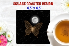 Butterfly square coaster sublimation, night and moon Product Image 1