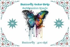 Beautiful Butterfly Color Drip - Sublimation - Digital Product Image 1