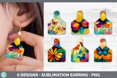 Bundle of six Butterfly cow tag earrings sublimation designs.