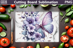 Butterfly Flowers Cutting Board | Butterfly Sublimation Product Image 1