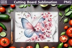 Butterfly Flowers Cutting Board | Butterfly Sublimation Product Image 1