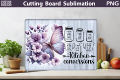 Butterfly Flowers Cutting Board | Kitchen Conversions Chart Product Image 2